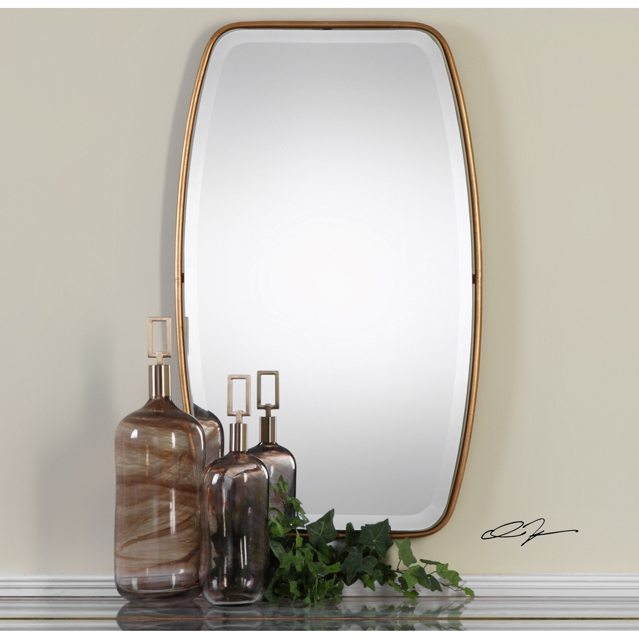 Uttermost Mirrors 09145 Canillo Antiqued Gold Mirror Dunk & Bright